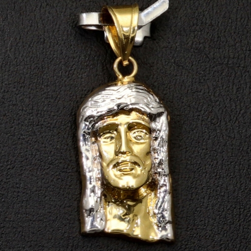 Funkelnder Jesus Anhänger aus hochwertigem 14K 585 Bicolor Gold (Gelbgold und Weißgold)