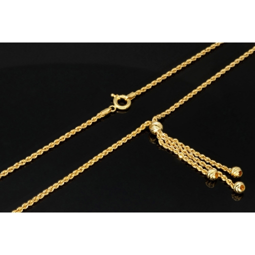 Exquisites Collier Kordelkette mit Quastenanhänger dekoriert mit Goldperlen (ca. 45cm, 2mm) 14K 585 Gold