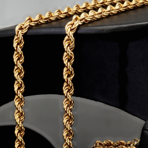 Zeitlose Kordelkette gefertigt aus hochwertigem 585er 14K Gold - ca. 63cm, 5mm Breite