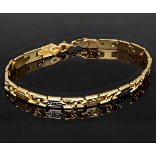 Exklusives Armband aus hochwertigem Bicolor 14K 585er Gold (Gelb- und Weißgold) - ca. 21 cm Länge und 6mm Breite