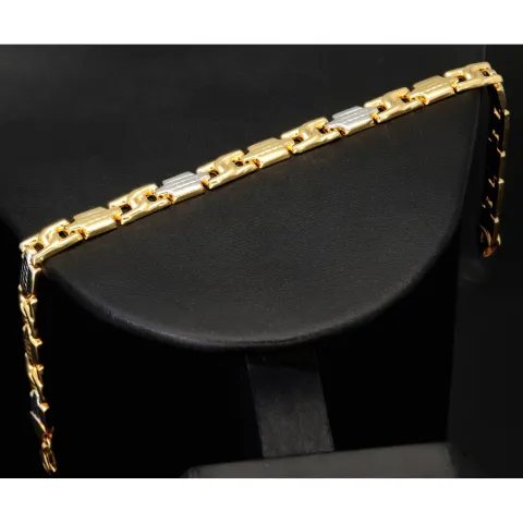 Exklusives Armband aus hochwertigem Bicolor 14K 585er Gold (Gelb- und Weißgold) - ca. 21 cm Länge und 6mm Breite