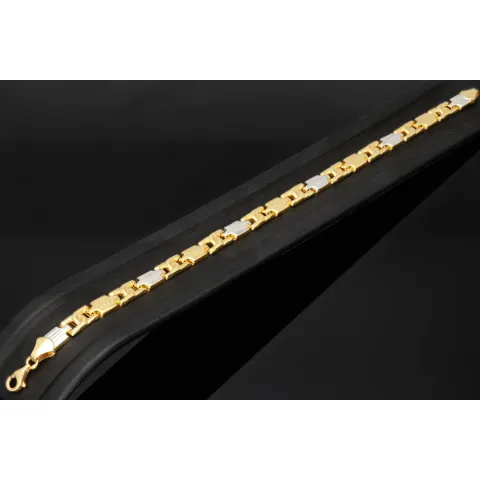 Exklusives Armband aus hochwertigem Bicolor 14K 585er Gold (Gelb- und Weißgold) - ca. 21 cm Länge und 6mm Breite