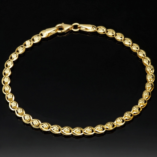 Gold-Armband aus edlem 14K / 585 Gelbgold in stlvollem Design ca. 19,0 cm Länge , 3,5mm
