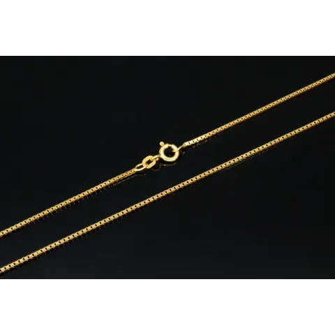 Funkelnde Venezianerkette aus edlem Gelbgold (585 14k Gold) 50cm Länge, ca. 1mm mit FBM-Stempel