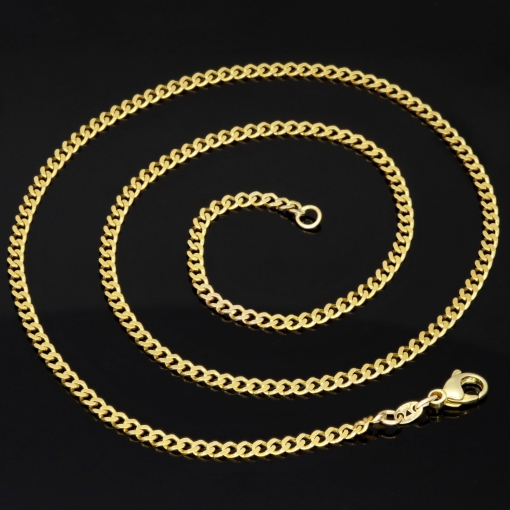 Glänzende Panzerkette aus edlem Gold (333 8k Gelbgold) in ca. 50cm Länge und 3mm Breite