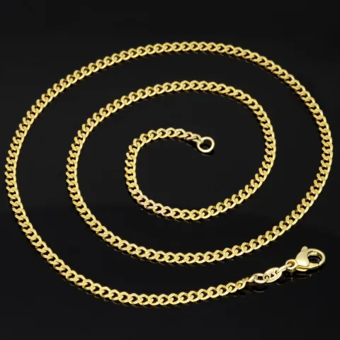 Glänzende Panzerkette aus edlem Gold (333 8k Gelbgold) in ca. 50cm Länge und 3mm Breite
