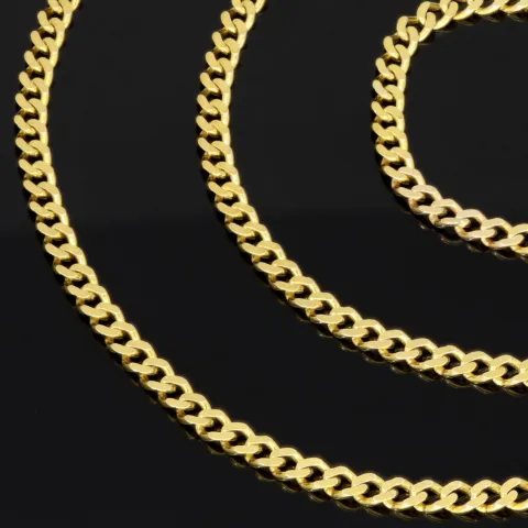 Glänzende Panzerkette aus edlem Gold (333 8k Gelbgold) in ca. 50cm Länge und 3mm Breite