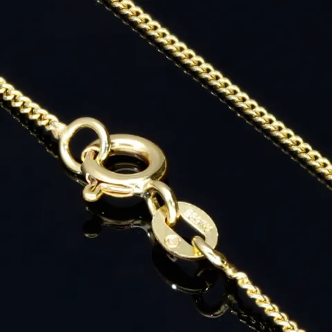 Ideal für Anhänger: ultrakurze Panzerkette 2-seitig diamantiert aus hochwertigem 585 /14k Gold für Damen (ca. 38cm, 1mm )