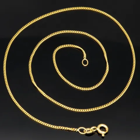 Ideal für Anhänger: ultrakurze Panzerkette 2-seitig diamantiert aus hochwertigem 585 /14k Gold für Damen (ca. 38cm, 1mm )