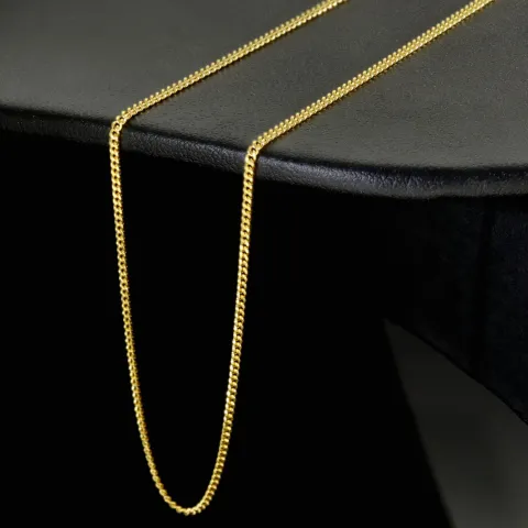 Ideal für Anhänger: ultrakurze Panzerkette 2-seitig diamantiert aus hochwertigem 585 /14k Gold für Damen (ca. 38cm, 1mm )