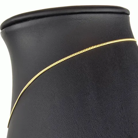 Ideal für Anhänger: ultrakurze Panzerkette 2-seitig diamantiert aus hochwertigem 585 /14k Gold für Damen (ca. 38cm, 1mm )