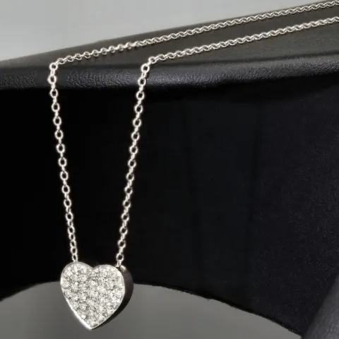 Extravagantes Schmuck-Set bestehend aus einer hochwertigen Weißgold (18K / 750 Gold) - Ankerkette (ca. 45cm) und einem Herz-Anhänger, bestückt mit zahlreichen Diamanten