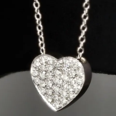 Extravagantes Schmuck-Set bestehend aus einer hochwertigen Weißgold (18K / 750 Gold) - Ankerkette (ca. 45cm) und einem Herz-Anhänger, bestückt mit zahlreichen Diamanten