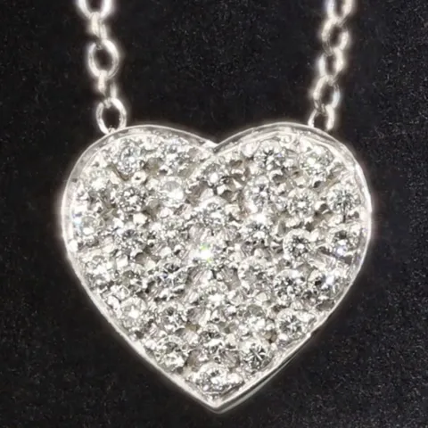Extravagantes Schmuck-Set bestehend aus einer hochwertigen Weißgold (18K / 750 Gold) - Ankerkette (ca. 45cm) und einem Herz-Anhänger, bestückt mit zahlreichen Diamanten