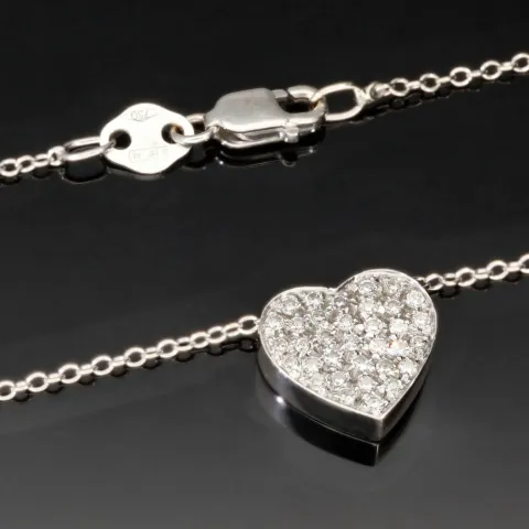Extravagantes Schmuck-Set bestehend aus einer hochwertigen Weißgold (18K / 750 Gold) - Ankerkette (ca. 45cm) und einem Herz-Anhänger, bestückt mit zahlreichen Diamanten