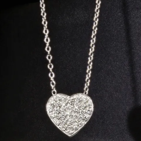 Extravagantes Schmuck-Set bestehend aus einer hochwertigen Weißgold (18K / 750 Gold) - Ankerkette (ca. 45cm) und einem Herz-Anhänger, bestückt mit zahlreichen Diamanten