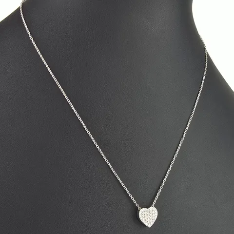 Extravagantes Schmuck-Set bestehend aus einer hochwertigen Weißgold (18K / 750 Gold) - Ankerkette (ca. 45cm) und einem Herz-Anhänger, bestückt mit zahlreichen Diamanten