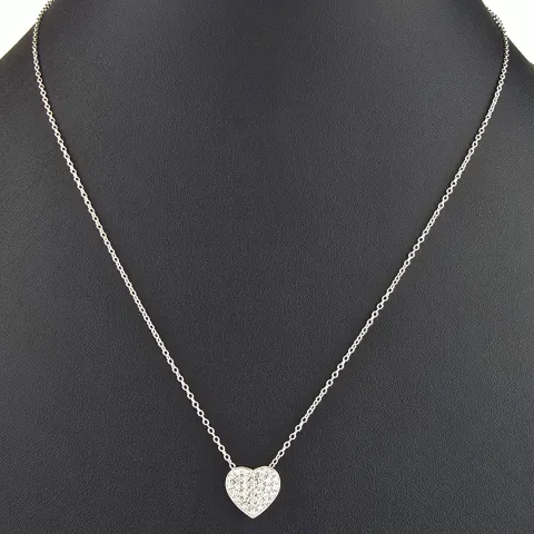 Extravagantes Schmuck-Set bestehend aus einer hochwertigen Weißgold (18K / 750 Gold) - Ankerkette (ca. 45cm) und einem Herz-Anhänger, bestückt mit zahlreichen Diamanten