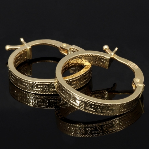 Exklusive Creolen / Ohrringe in zeitlosem Greco-Design aus hochwertigem 585 / 14K Gold