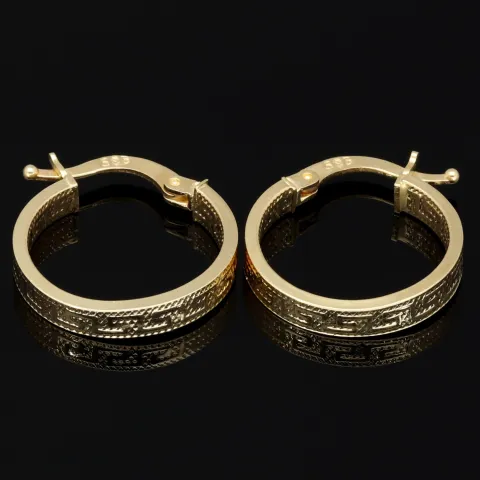 Exklusive Creolen / Ohrringe in zeitlosem Greco-Design aus hochwertigem 585 / 14K Gold