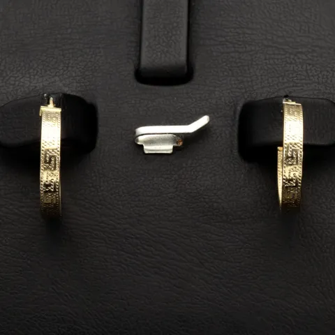 Exklusive Creolen / Ohrringe in zeitlosem Greco-Design aus hochwertigem 585 / 14K Gold