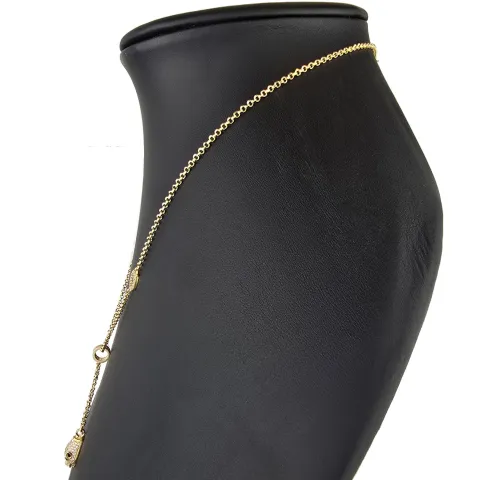 Anmutige Goldkette / Collier mit Pantherkopf-Anhänger aus funkelndem Gold (14K 585 Gelbgold) mit Zirkoniabesatz ca. 45cm