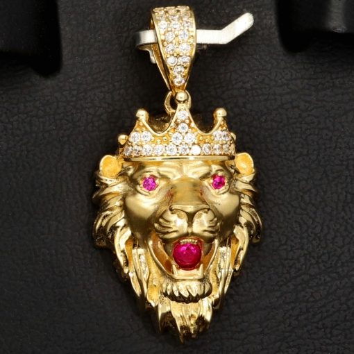 Exklusiver Löwenkopf-Anhänger aus hochwertigem 14K 585er Gold – veredelt mit zahlreichen funkelnden Zirkoniasteinen (ca. 4,4 g)