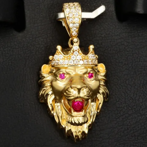 Exklusiver Löwenkopf-Anhänger aus hochwertigem 14K 585er Gold – veredelt mit zahlreichen funkelnden Zirkoniasteinen (ca. 4,4 g)