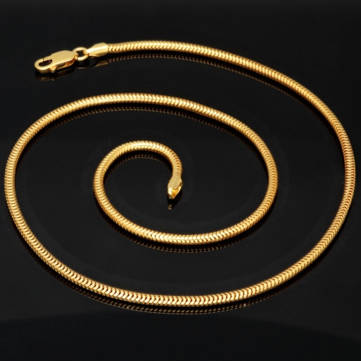 Hochwertig produzierte Schlangenkette für Damen aus funkelndem 14k / 585 Gold in ca. 45 cm und 2,4 mm