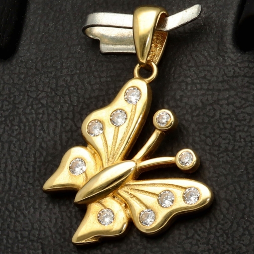 Funkelnder Schmetterling - Anhänger mit Zirkoniabesatz aus hochwertigem 585 / 14K Gold