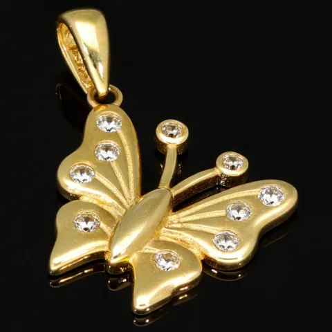 Funkelnder Schmetterling - Anhänger mit Zirkoniabesatz aus hochwertigem 585 / 14K Gold