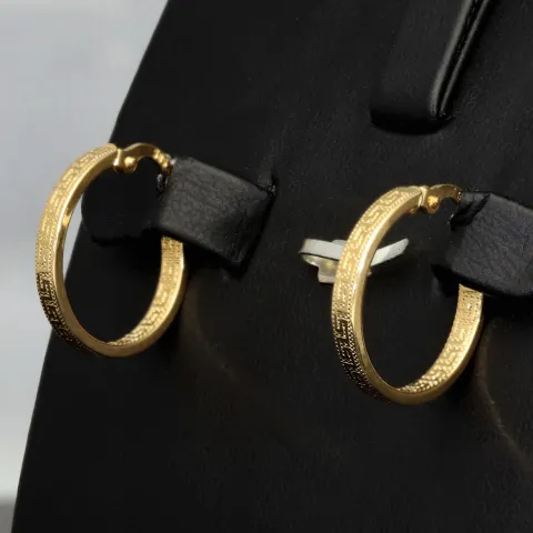 Exquisite Creolen / Ohrringe in edlem Greco-Design aus funkelndem 585 / 14K Gold