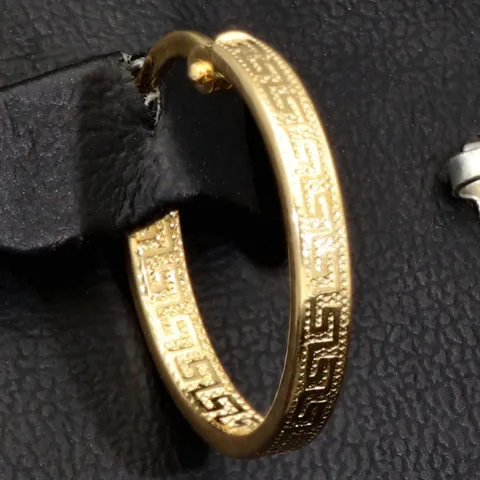 Exquisite Creolen / Ohrringe in edlem Greco-Design aus funkelndem 585 / 14K Gold