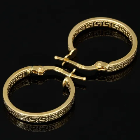 Exquisite Creolen / Ohrringe in edlem Greco-Design aus funkelndem 585 / 14K Gold