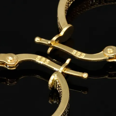 Exquisite Creolen / Ohrringe in edlem Greco-Design aus funkelndem 585 / 14K Gold