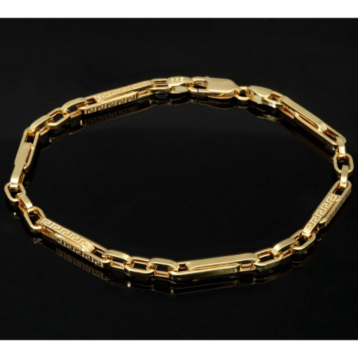 Exquisites Ankerarmband / Goldarmband aus hochwertigem, polierten 14K / 585 Gold, in Greco-Design, ca. 20cm, 4mm