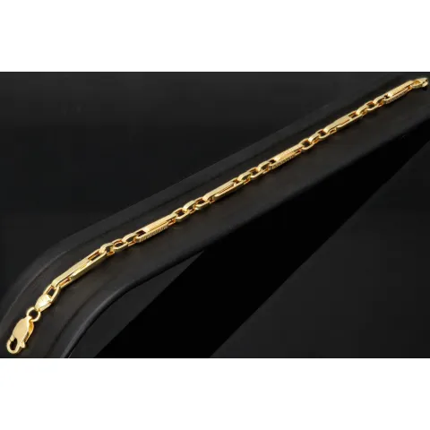 Exquisites Ankerarmband / Goldarmband aus hochwertigem, polierten 14K / 585 Gold, in Greco-Design, ca. 20cm, 4mm