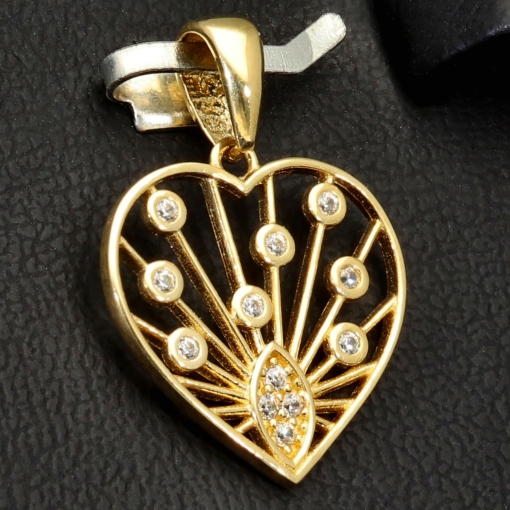 Edler Herz-Anhänger, filigran gearbeitet mit besonderem Design 585er 14K Gold (Gelbgold) mit Zirkonia besetzt
