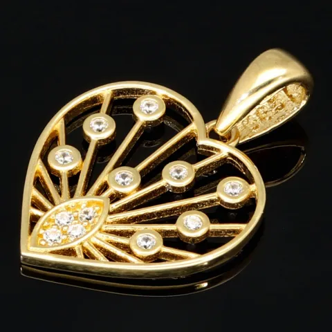 Edler Herz-Anhänger, filigran gearbeitet mit besonderem Design 585er 14K Gold (Gelbgold) mit Zirkonia besetzt