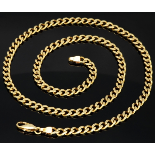 Noble Panzerkette aus massivem Gelbgold (14K, 585 Gold) in ca. 5 mm, 55cm