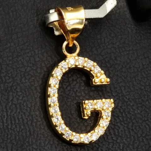 Stilvoller 14K 585 Gold-Anhänger Buchstabe "G" mit funkelndem Zirkoniabesatz