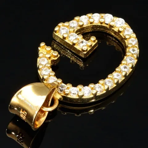 Stilvoller 14K 585 Gold-Anhänger Buchstabe "G" mit funkelndem Zirkoniabesatz