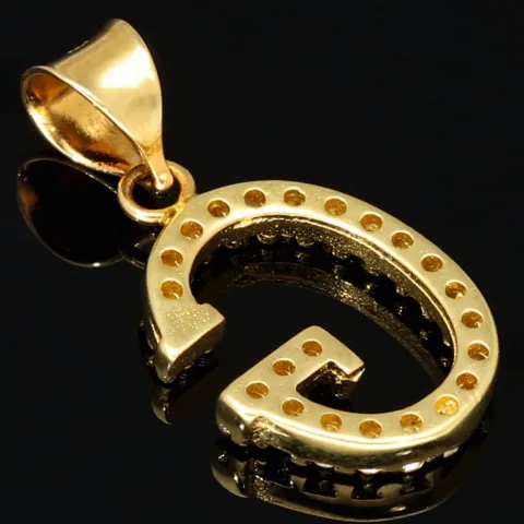 Stilvoller 14K 585 Gold-Anhänger Buchstabe "G" mit funkelndem Zirkoniabesatz