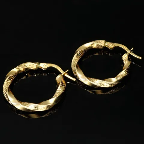 Glänzende Greco-Creolen in zeitlosem Twist-Design aus funkelndem 585er / 14K Gold