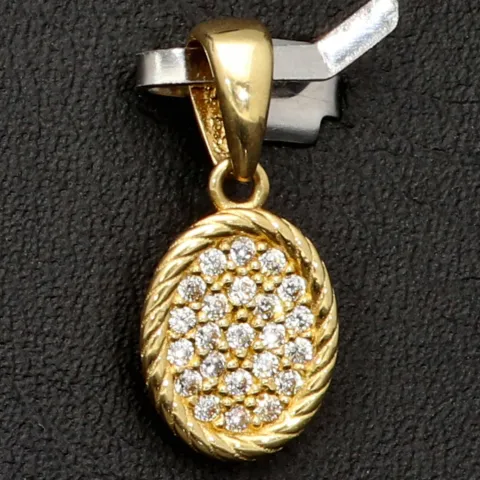 Edler, kleiner, ovaler Anhänger im Vintage-Stil aus funkelndem 14K 585 Gold (Gelbgold)