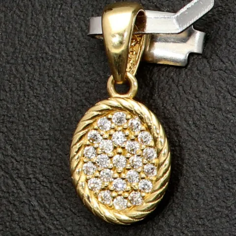 Edler, kleiner, ovaler Anhänger im Vintage-Stil aus funkelndem 14K 585 Gold (Gelbgold)