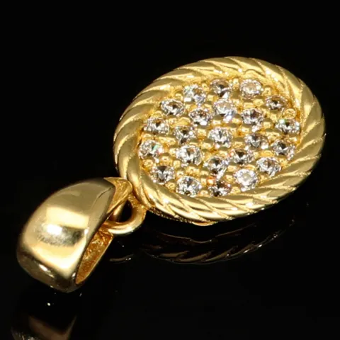 Edler, kleiner, ovaler Anhänger im Vintage-Stil aus funkelndem 14K 585 Gold (Gelbgold)