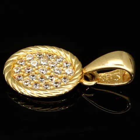 Edler, kleiner, ovaler Anhänger im Vintage-Stil aus funkelndem 14K 585 Gold (Gelbgold)