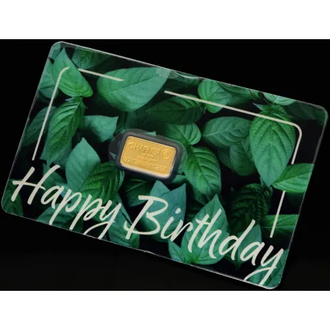 Geschenkkarte - 1 Gramm Goldbarren (999 Gold) - Feingold-Barren - 1g geprägt LBMA zertifiziert -
