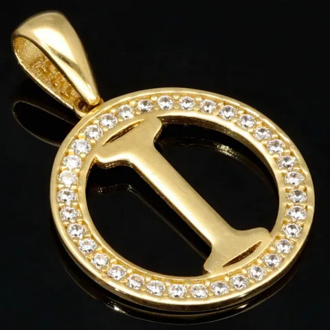 Exquisiter Anhänger aus 14K 585 Gold - Buchstabe "I" mit strahlenden Zirkonia besetzt